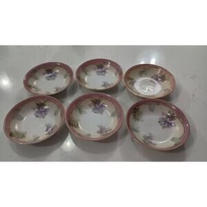 Antique German porcelain set of 6 lilac bowls